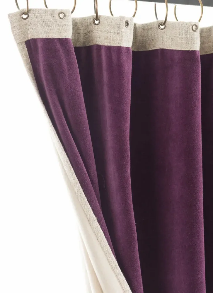 Curtains and window coverings - MEDICIS cotton velvet blackout curtain 130x280cm VIOLET - EN FIL D'INDIENNE...