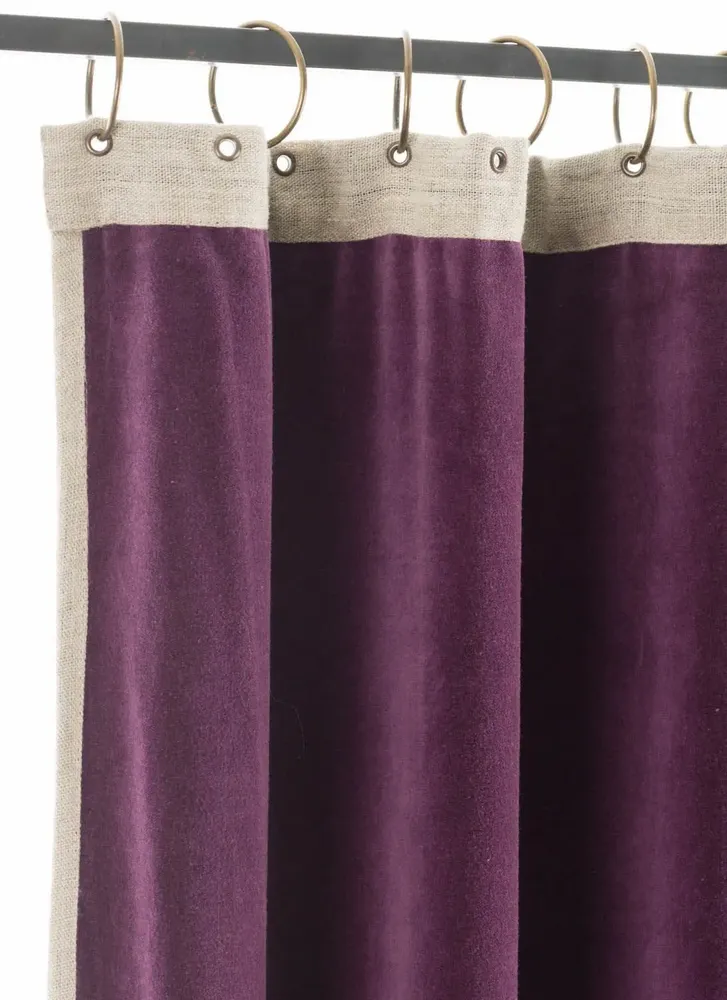 Curtains and window coverings - MEDICIS cotton velvet blackout curtain 130x280cm VIOLET - EN FIL D'INDIENNE...