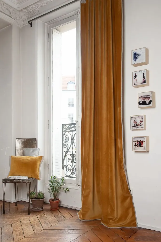 Curtains and window coverings - MEDICIS cotton velvet blackout curtain 130x280cm TOBACCO - EN FIL D'INDIENNE...