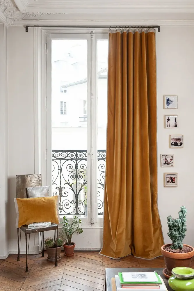 Curtains and window coverings - MEDICIS cotton velvet blackout curtain 130x280cm TOBACCO - EN FIL D'INDIENNE...