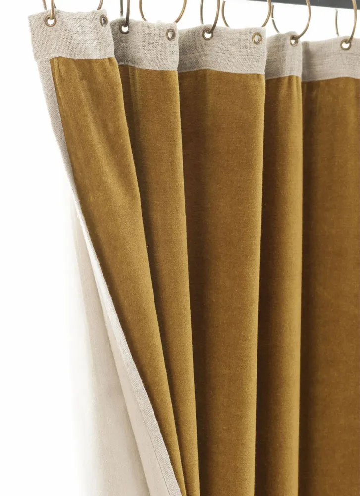 Curtains and window coverings - MEDICIS cotton velvet blackout curtain 130x280cm TOBACCO - EN FIL D'INDIENNE...