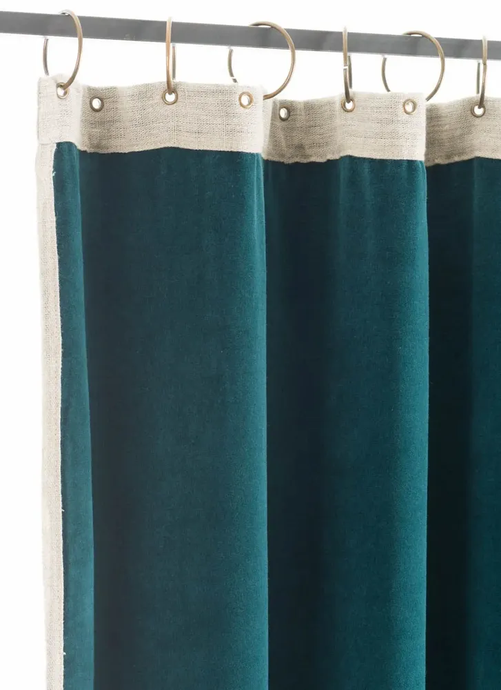 Rideaux et voilages - MEDICIS Rideau occultant  en velours de coton 130x280 cm BLEU ORAGE - EN FIL D'INDIENNE...