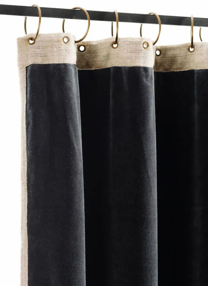 Rideaux et voilages - MEDICIS rideau occultant en velours de coton130x280cm BELUGA - EN FIL D'INDIENNE...