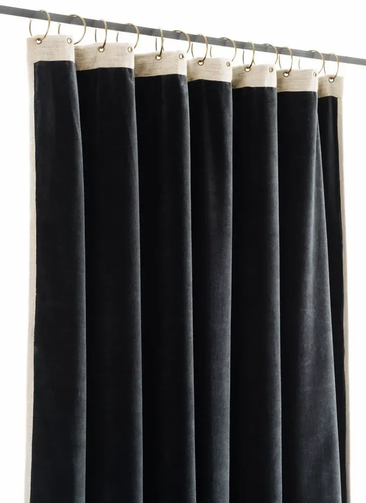 Rideaux et voilages - MEDICIS rideau occultant en velours de coton130x280cm BELUGA - EN FIL D'INDIENNE...