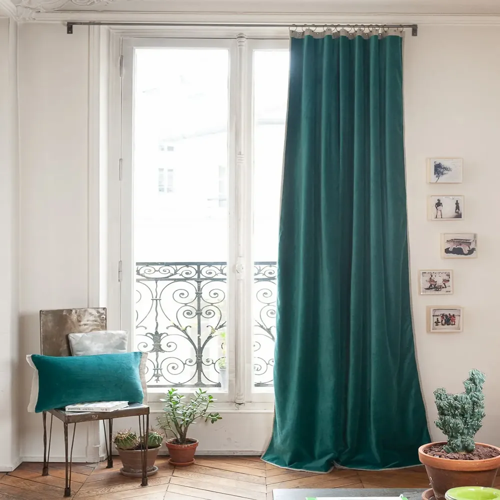 Curtains and window coverings - MEDICIS CANARD cotton velvet blackout curtain 130x280cm - EN FIL D'INDIENNE...