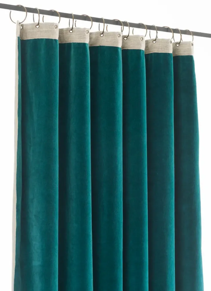 Curtains and window coverings - MEDICIS CANARD cotton velvet blackout curtain 130x280cm - EN FIL D'INDIENNE...