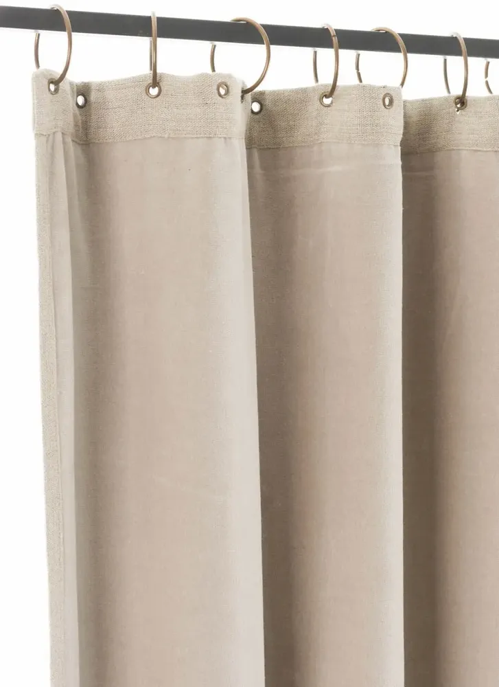 Rideaux et voilages - MEDICIS rideau occultant en velours de coton130x280cm BEIGE - EN FIL D'INDIENNE...