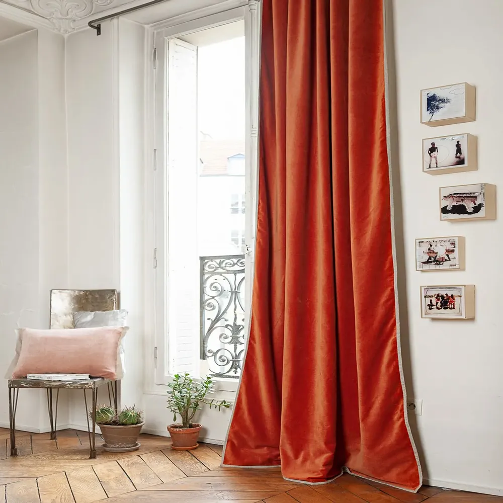 Rideaux et voilages - MEDICIS rideau occultant en velours de coton 130x280cm  AMBRE - EN FIL D'INDIENNE...