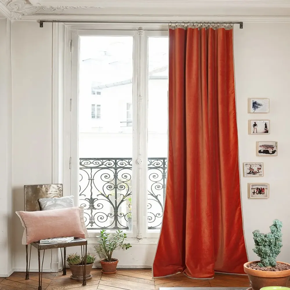 Rideaux et voilages - MEDICIS rideau occultant en velours de coton 130x280cm  AMBRE - EN FIL D'INDIENNE...