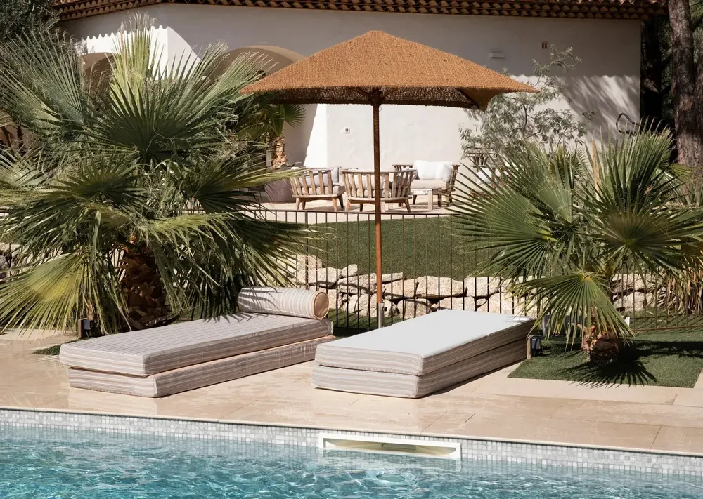 Transats - Matelas extérieur réversible recto rayé & verso blanc - MX HOME