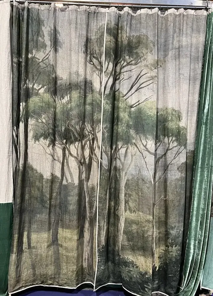 Rideaux et voilages - MANOSQUE rideau en lin imprimé Ananbo 140x280 cm - Panneau de gauche - EN FIL D'INDIENNE...