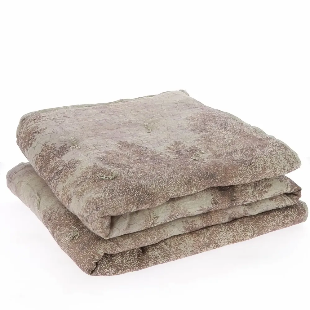 Linge de lit - CAMPAGNE Bout de lit en lin imprimé Ananbo 90x20 cm VIOLET - EN FIL D'INDIENNE...