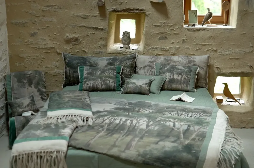 Rideaux et voilages - MANOSQUE Jeté de Lit 90x250 cm imprimé Ananbô CELADON - EN FIL D'INDIENNE...