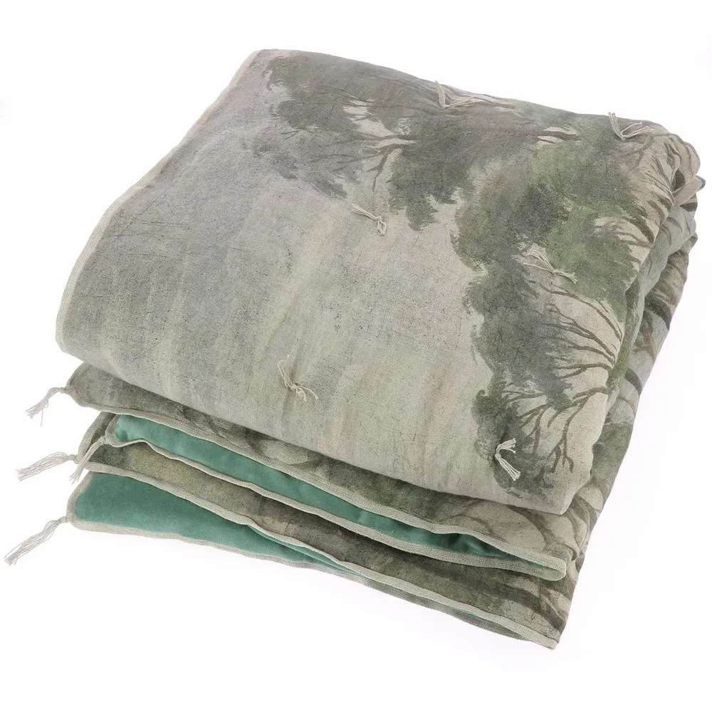 Throw blankets - MANOSQUE Bed Runner 90x200 cm printed Ananbô CELADON - EN FIL D'INDIENNE...