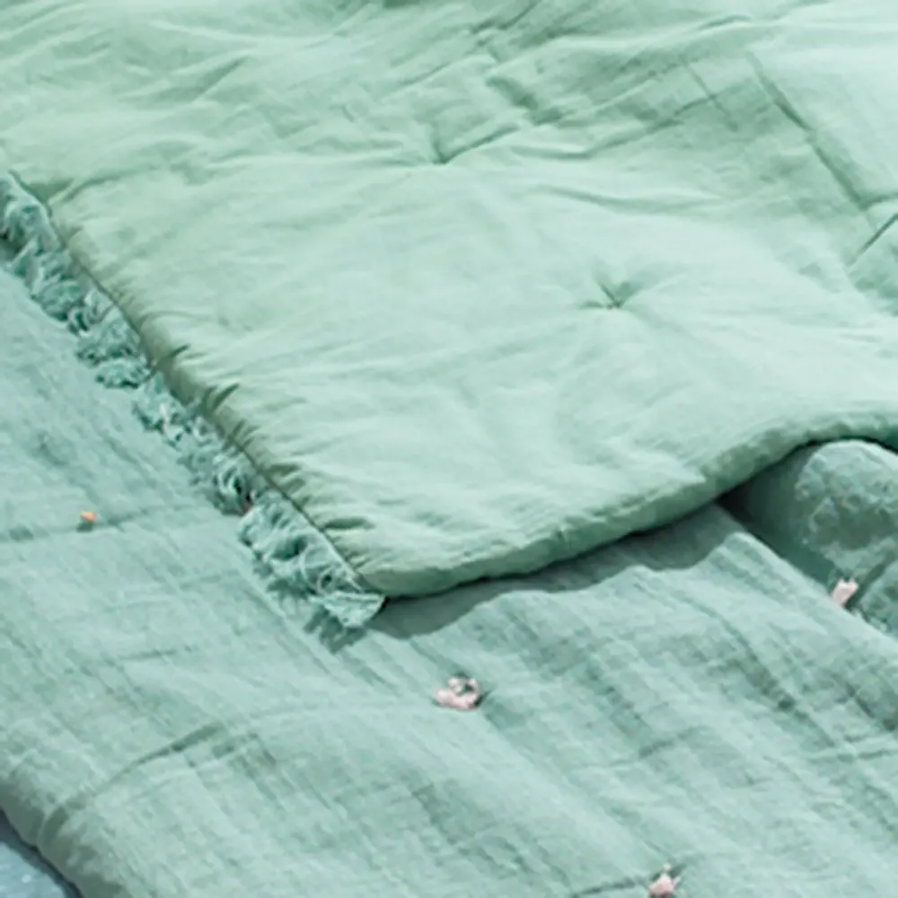 Throw blankets - Etamine Quilt 140X240 Cm Etamine 2 Celadon - EN FIL D'INDIENNE...
