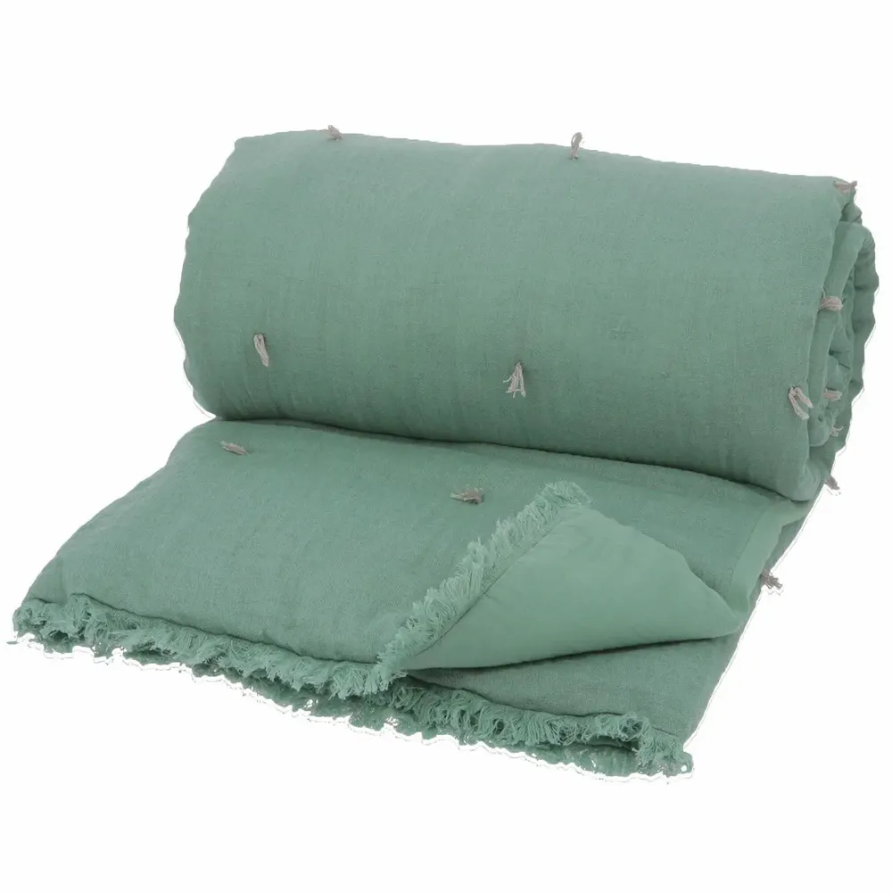 Throw blankets - Etamine Quilt 140X240 Cm Etamine 2 Celadon - EN FIL D'INDIENNE...