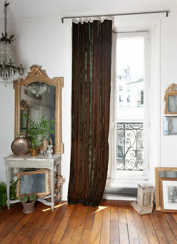 Curtains and window coverings - FORTUNA Curtain 110x300 cm BLACK OLIVE - EN FIL D'INDIENNE...