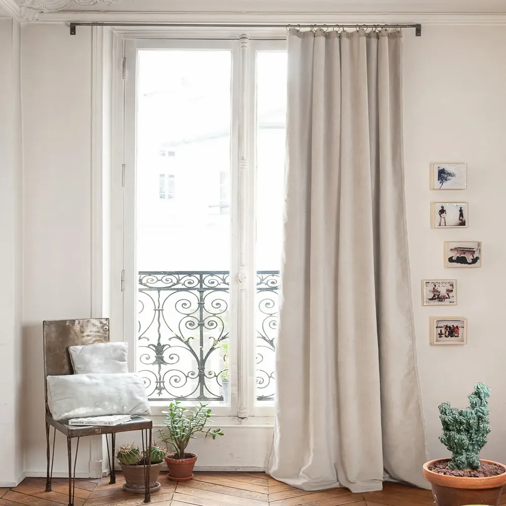 Rideaux et voilages - MEDICIS rideau occultant en velours de coton 130x280cm ECRU - EN FIL D'INDIENNE...