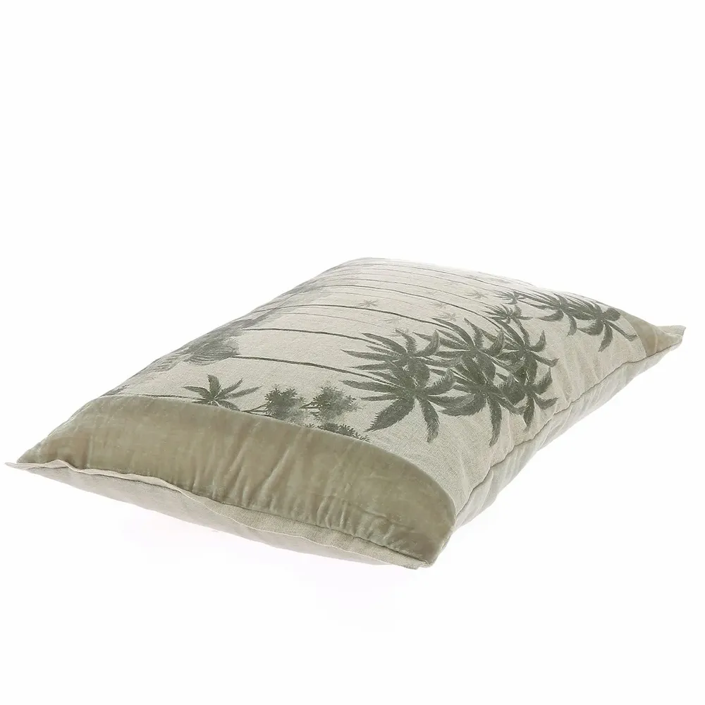 Fabric cushions - BADALPUR Ananbo monochrome printed linen cushion cover 40x55 cm Beige - EN FIL D'INDIENNE...
