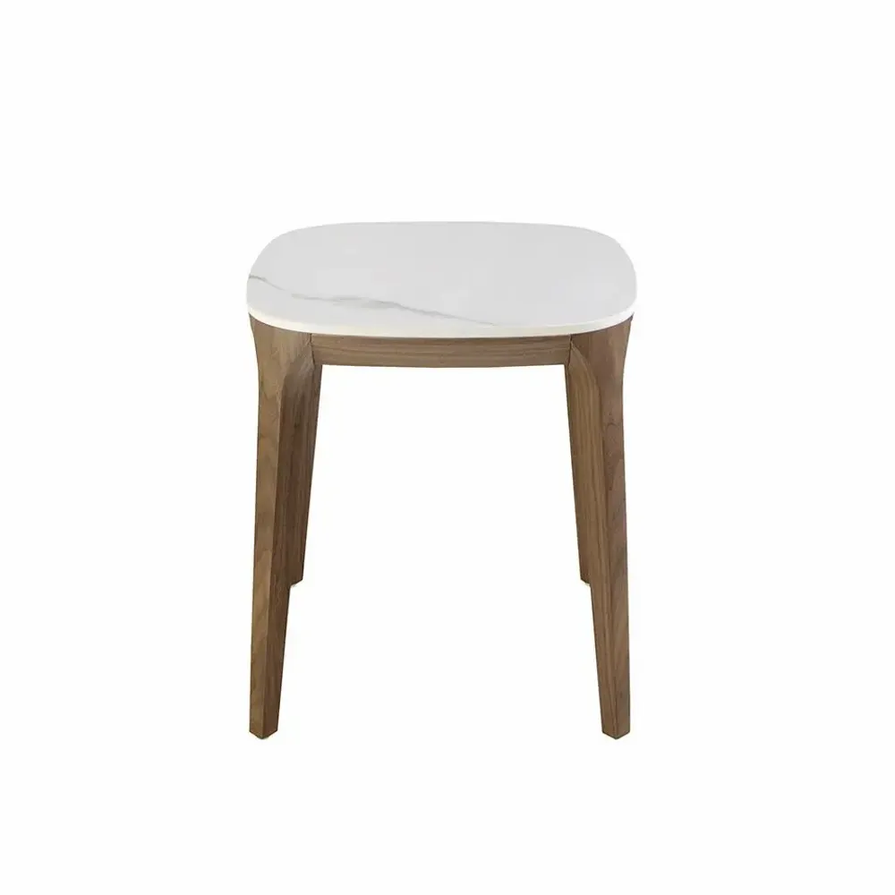 Tables basses - Table d'angle carrée en marbre porcelaine et noyer - ANGEL CERDÁ