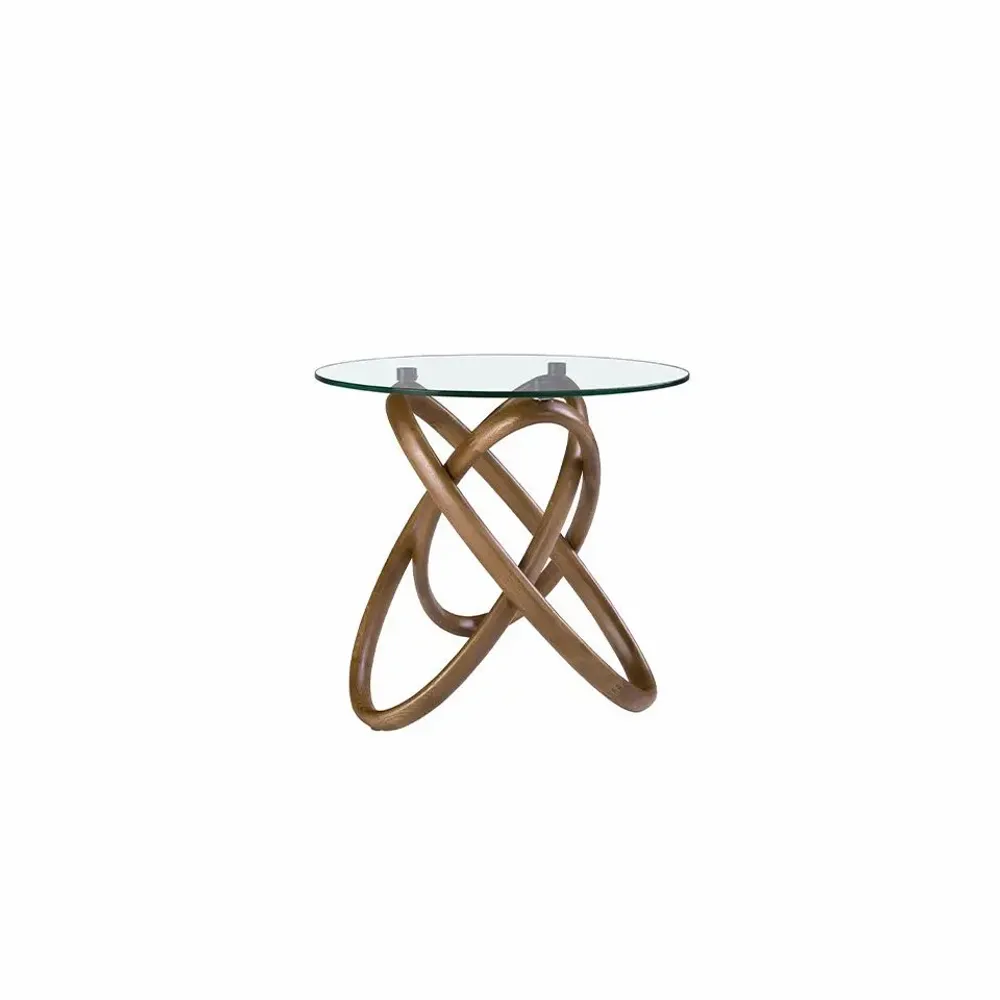 Autres tables  - Table d'angle ronde en verre trempé et noyer - ANGEL CERDÁ