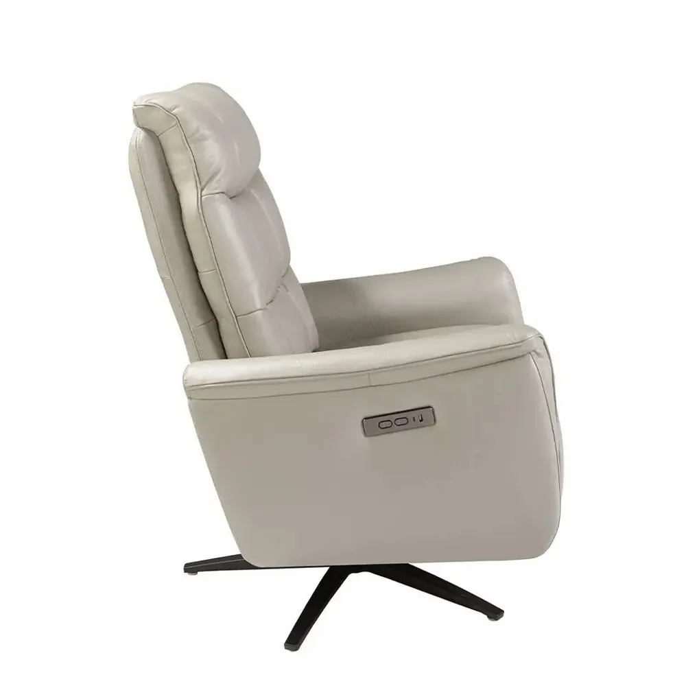 Fauteuils - Fauteuil pivotant en cuir gris - ANGEL CERDÁ