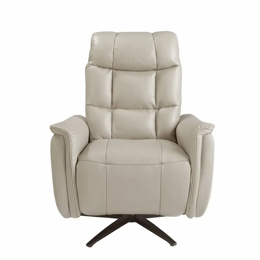 Fauteuils - Fauteuil pivotant en cuir gris - ANGEL CERDÁ