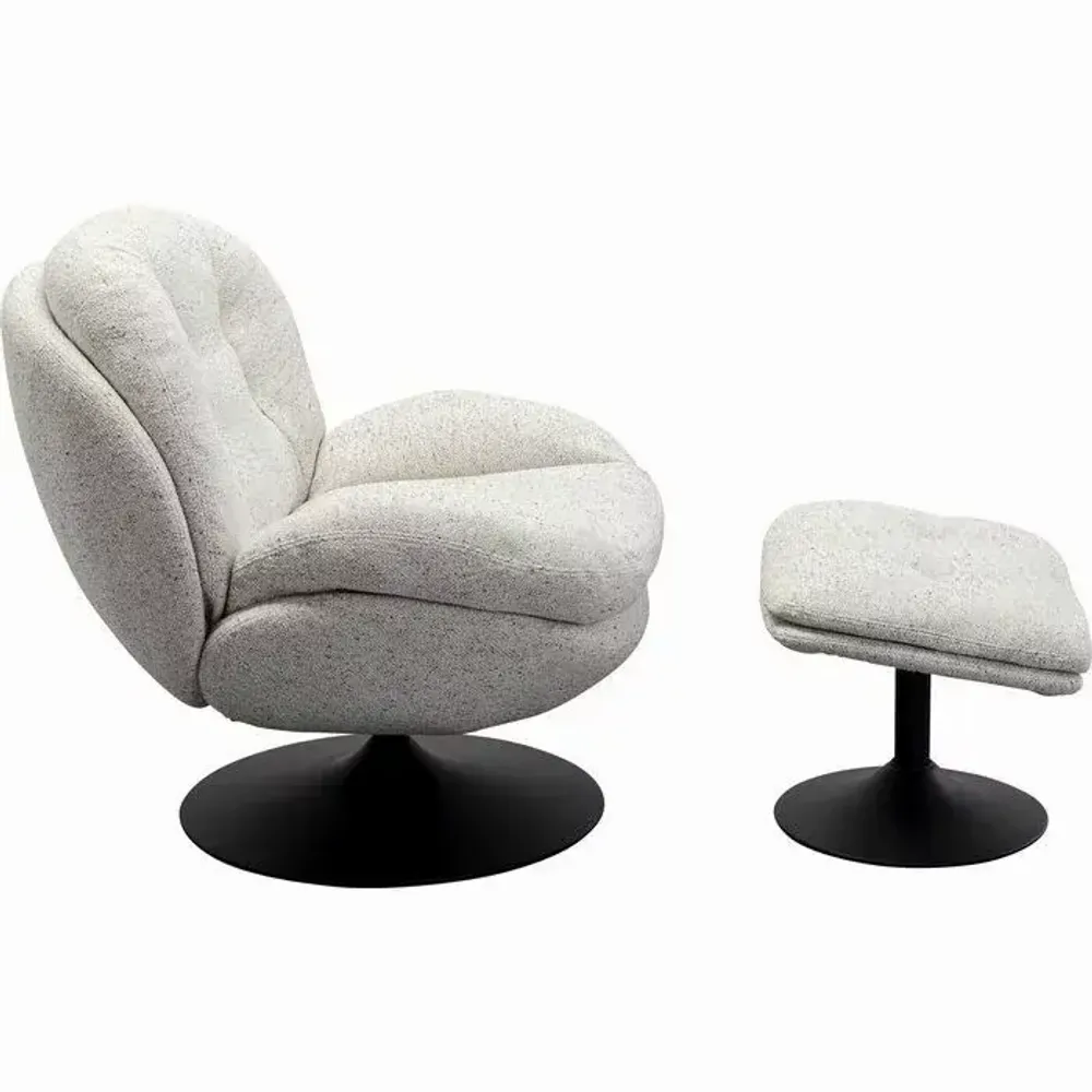 Armchairs - Swivel Armchair + Stool Standford - KARE DESIGN