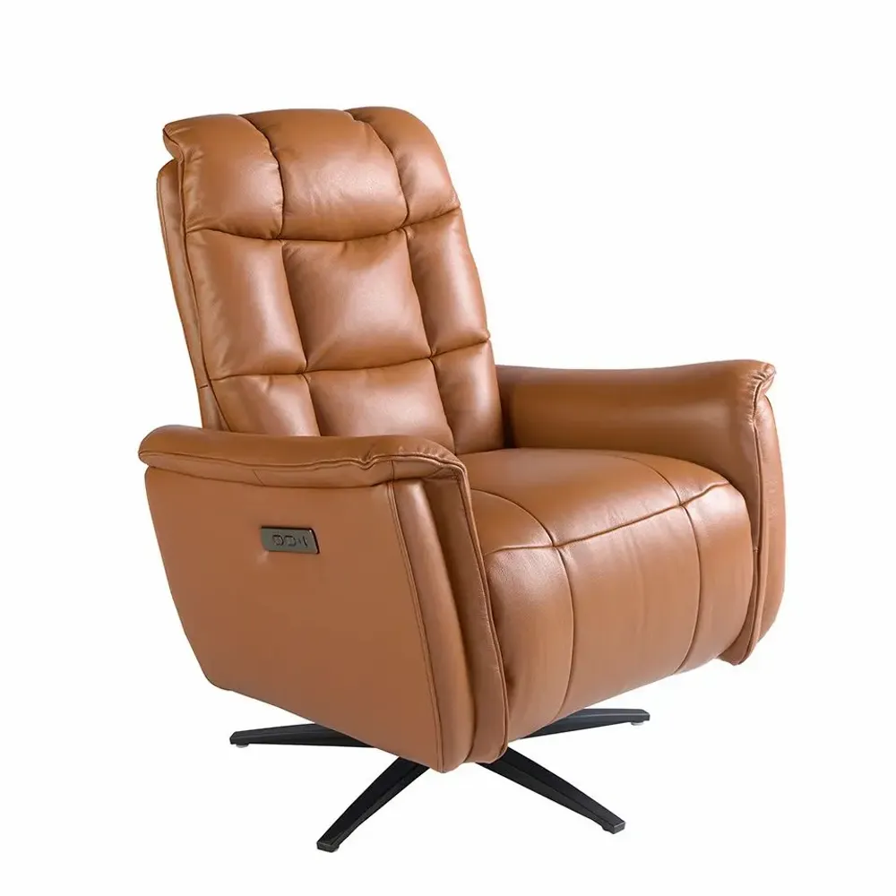 Armchairs - Brown leather swivel armchair - ANGEL CERDÁ