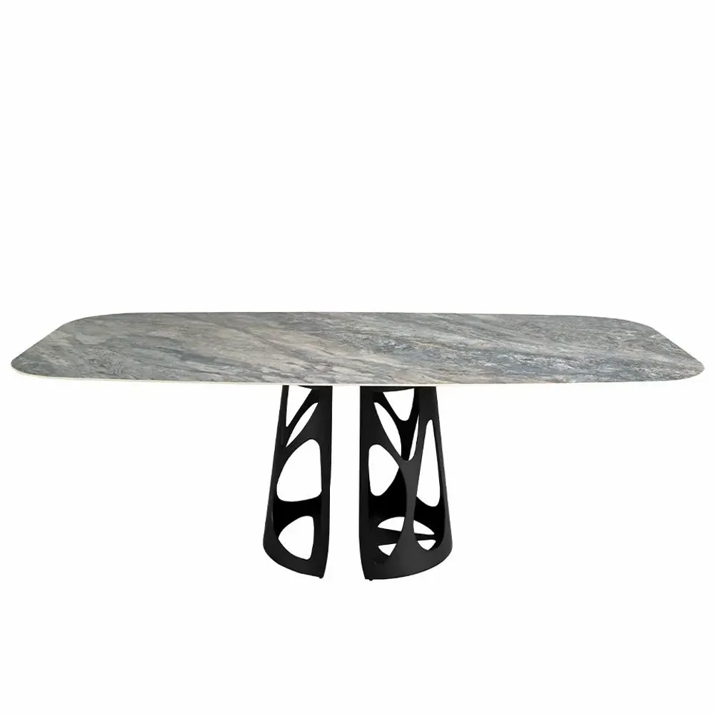 Dining Tables - Oval Barrel porcelain marble dining table - ANGEL CERDÁ