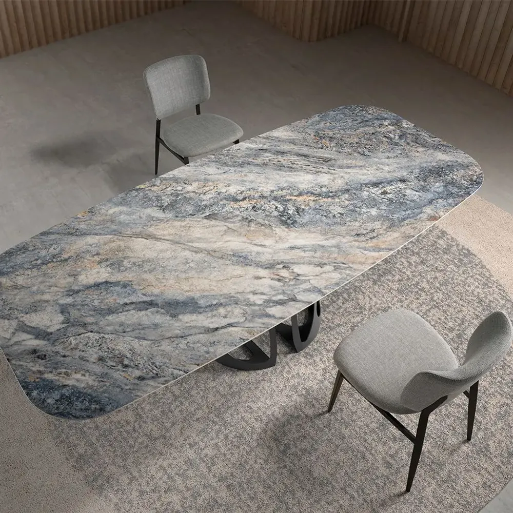 Dining Tables - Oval Barrel porcelain marble dining table - ANGEL CERDÁ
