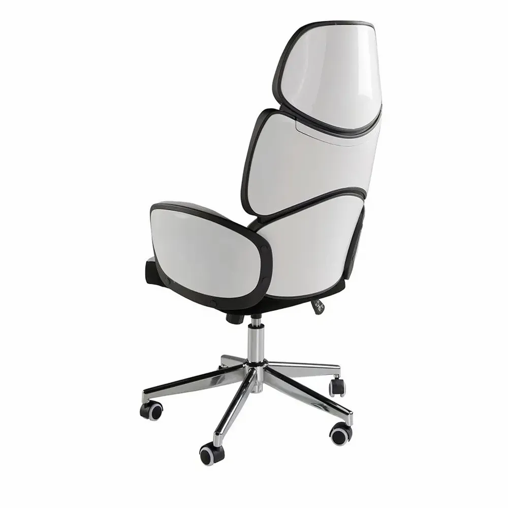 Fauteuils - Siège de bureau pivotant tissu gris clair et pvc blanc brillant - ANGEL CERDÁ