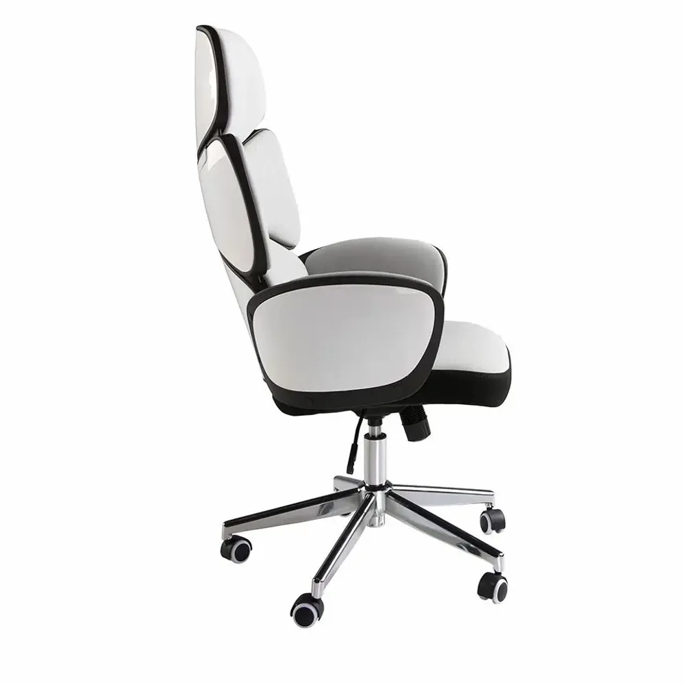 Fauteuils - Siège de bureau pivotant tissu gris clair et pvc blanc brillant - ANGEL CERDÁ