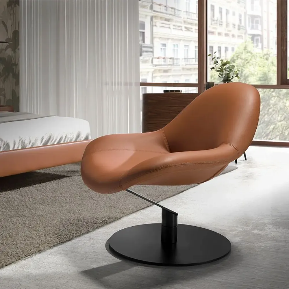 Armchairs - Brown leatherette swivel armchair - ANGEL CERDÁ