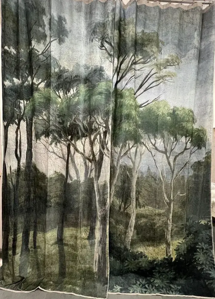 Curtains and window coverings - MANOSQUE Ananbo printed linen curtain 140x280 cm - Right panel - EN FIL D'INDIENNE...