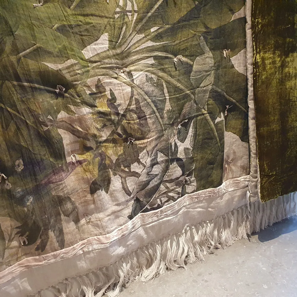 Linge de lit - COCHIN Plaid en lin imprimé Ananbo 140x250 cm BEIGE - EN FIL D'INDIENNE...