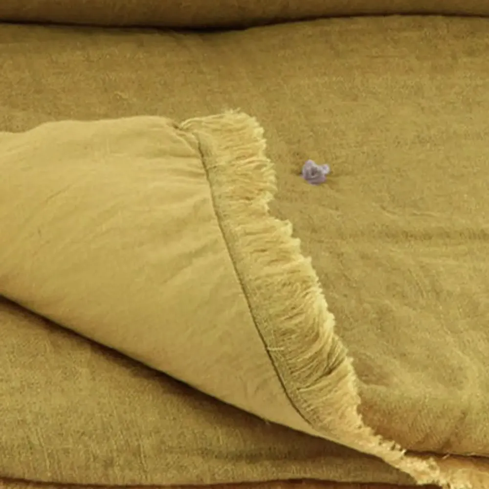 Plaids - ETAMINE Bout de lit 90x200 cm ETAMINE 2 OCRE - EN FIL D'INDIENNE...