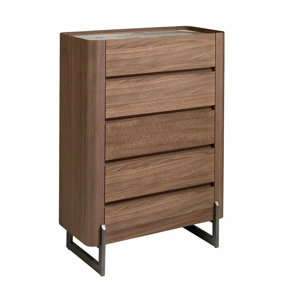 Buffets - Chiffonnier en noyer et acier foncé métallisé avec plan en marbre de porcelaine - ANGEL CERDÁ