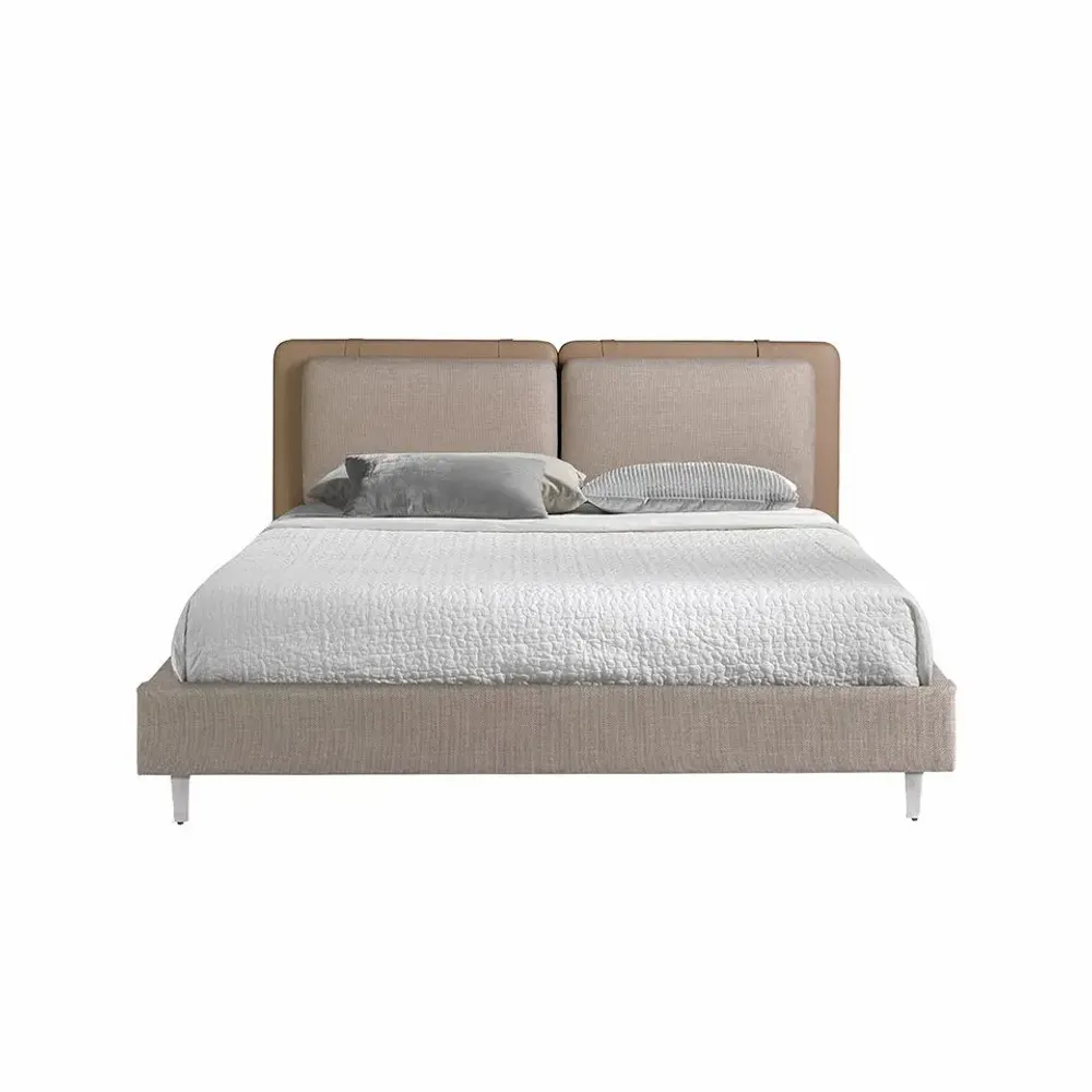 Beds - Mink leatherette and grey fabric bed - ANGEL CERDÁ