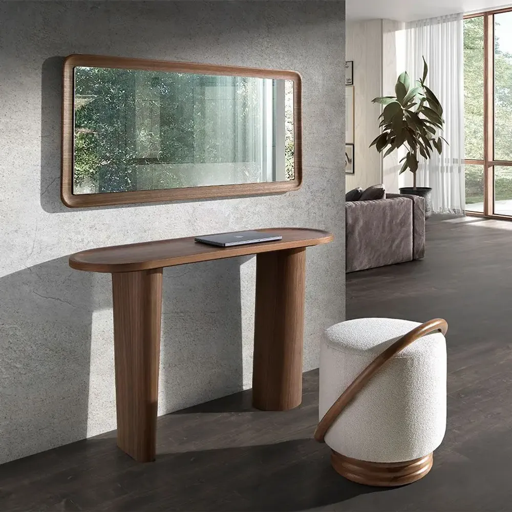 Commodes - Console ovale en noyer demi-point - ANGEL CERDÁ