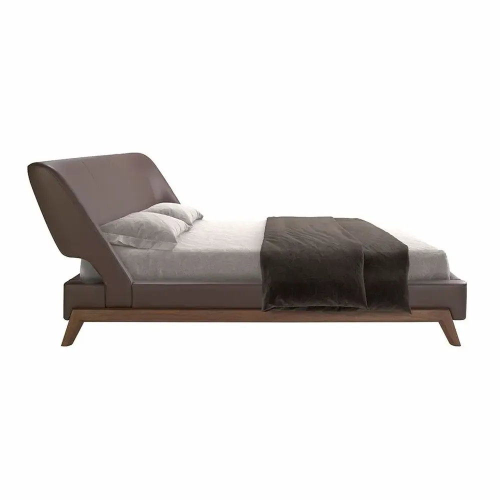 Beds - Chocolate brown leatherette bed - ANGEL CERDÁ
