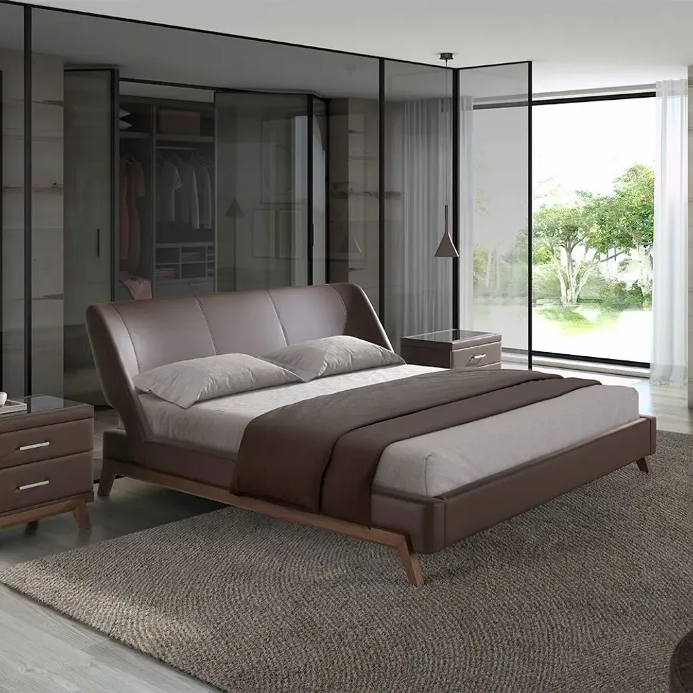 Beds - Chocolate brown leatherette bed - ANGEL CERDÁ