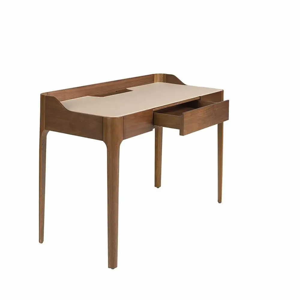 Desks - Writing desk with leatherette and walnut top - ANGEL CERDÁ