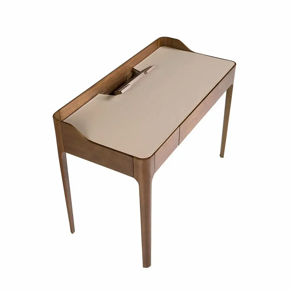Desks - Writing desk with leatherette and walnut top - ANGEL CERDÁ