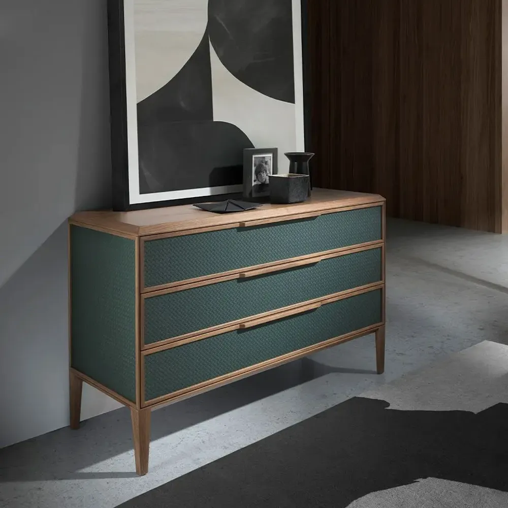 Chests of drawers - Dark green and walnut pvc chest of drawers - ANGEL CERDÁ