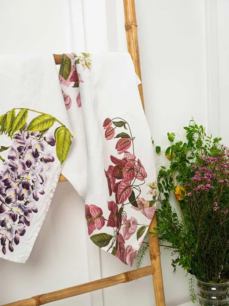 Linge d'office - BOUGAINVILLEA et GLYCINE ǀ  Torchons en 100% lin lavé - LINOROOM 100% LINEN TEXTILES