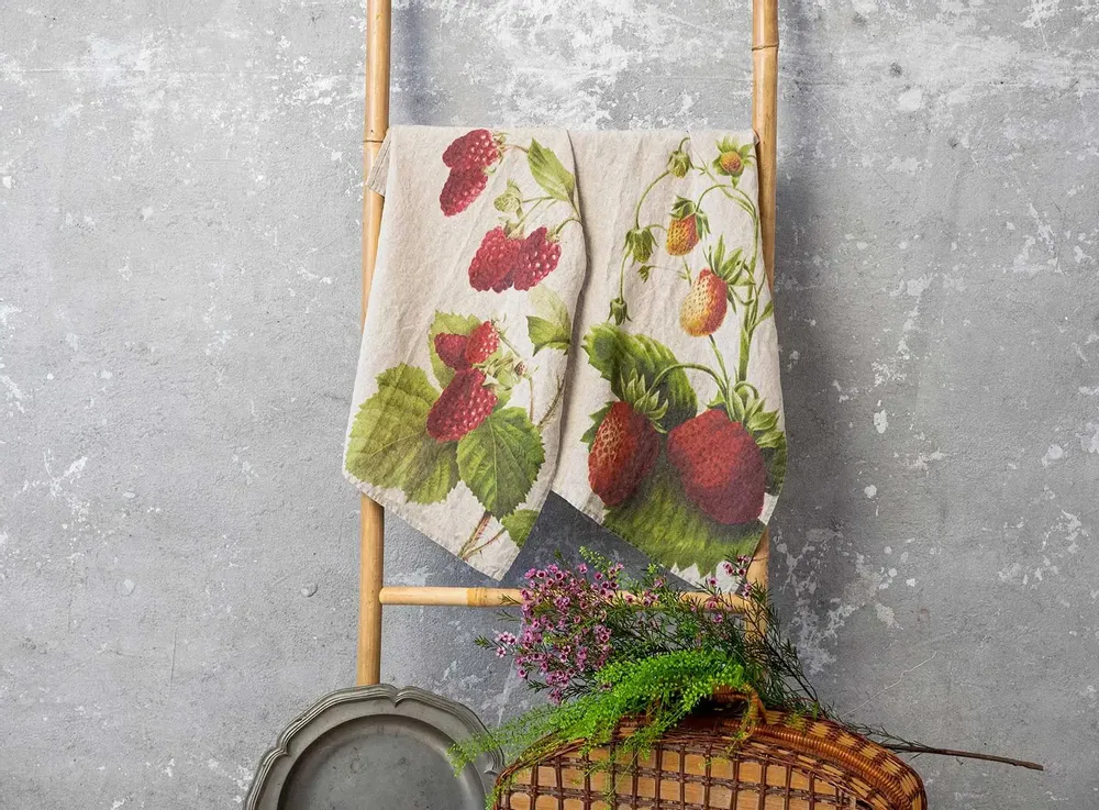 Torchons - FRAISE & FRAMBOISE  ǀ  Torchons en 100% lin lavé - LINOROOM 100% LINEN TEXTILES