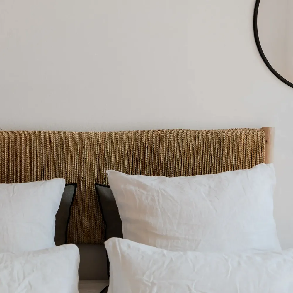 Beds - Bohemian chic headboards – Wood and woven fiber handmade - COSYDAR-DECO