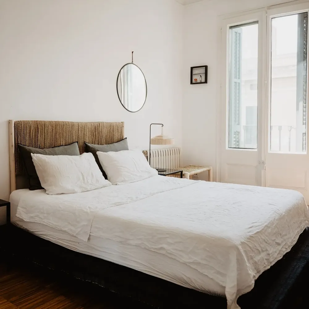 Beds - Bohemian chic headboards – Wood and woven fiber handmade - COSYDAR-DECO