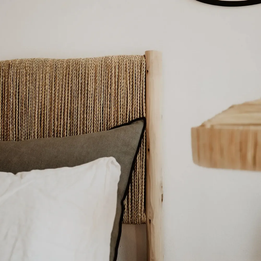 Beds - Bohemian chic headboards – Wood and woven fiber handmade - COSYDAR-DECO